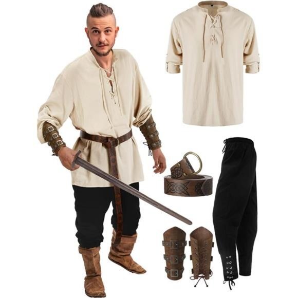 Other - Men's Halloween Renaissance Costume Set Medieval Pirate Shirt Ankle Pants Viking